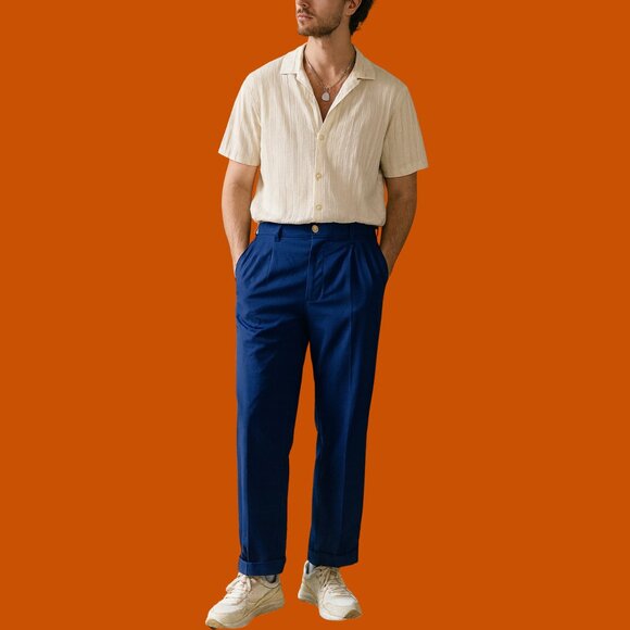 🔥 Macson Slim Fit Royal Blue Cotton Stretch Dress Pants – Size 50 (EU) / 34 (US) - Picture 1 of 9